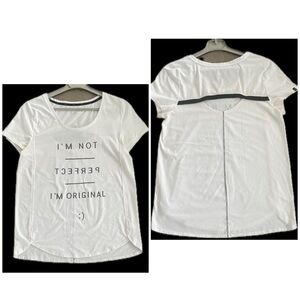 Hyba Im Not Perfect Im Original Graphic Tee Cut Out Back White Medium